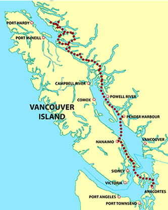 Map of 2008 BC Cruise